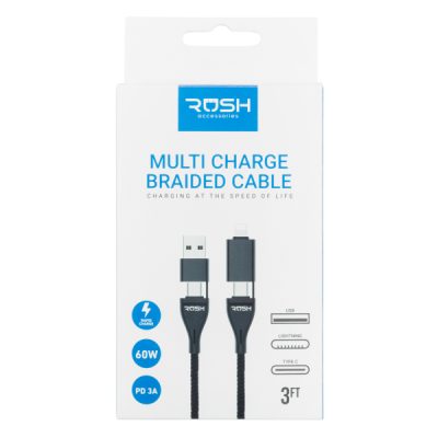 Rush Braided 4 in 1 USB Cable (Black)